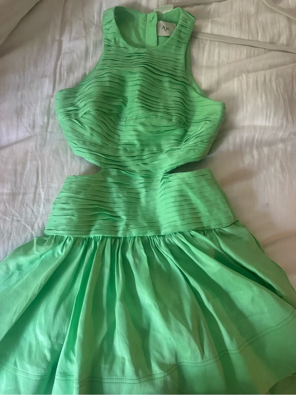 Aje Mint Green Cutout Mini Dress